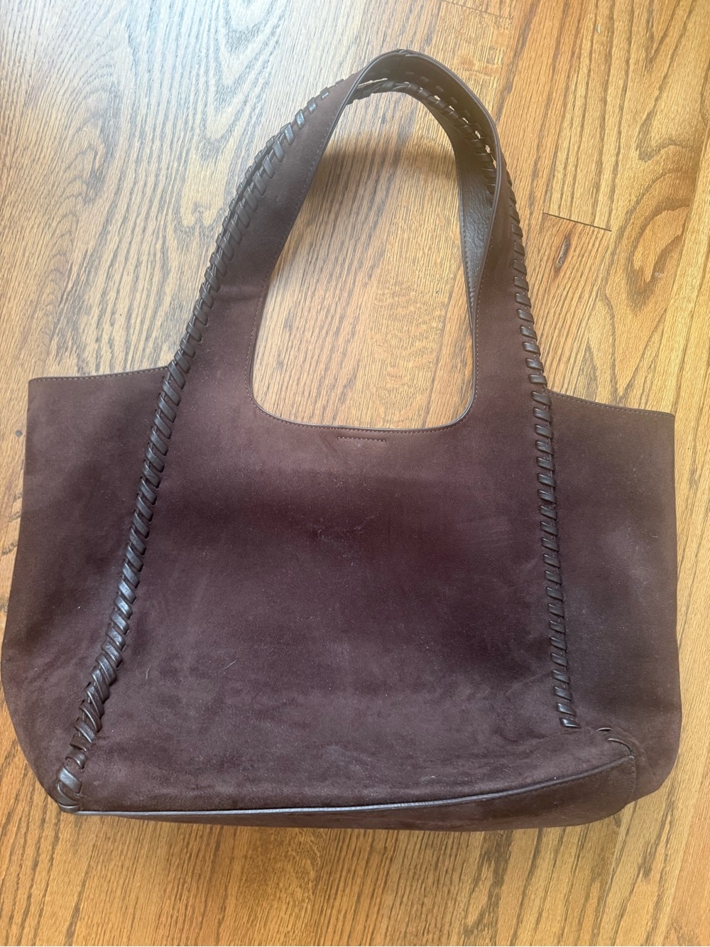 Classic Suede Tote Bag in Dark Brown - Women's Everyday Shoulder Tote